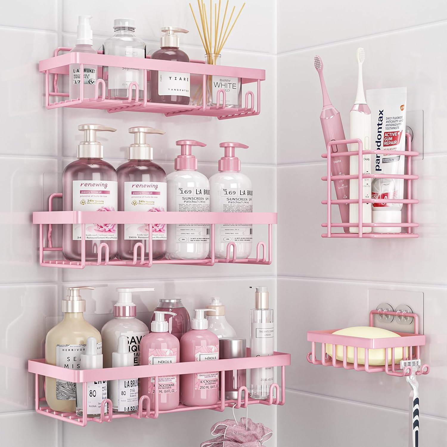 Detalle de Liuoud 5-Pack Shower Caddy Organizer Rack