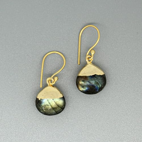 Detalle de GEMPIRES Labradorite Teardrop Dangle Earrings, Brownish Golden