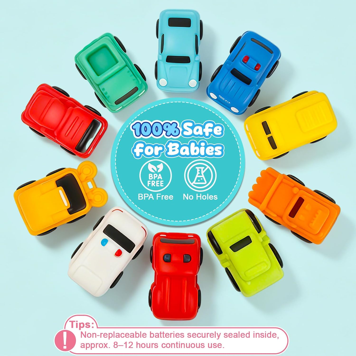 Detalle de JoiTale 10-Pack Light-Up Bath Toys for Toddlers: Cars that Flash in the Bath