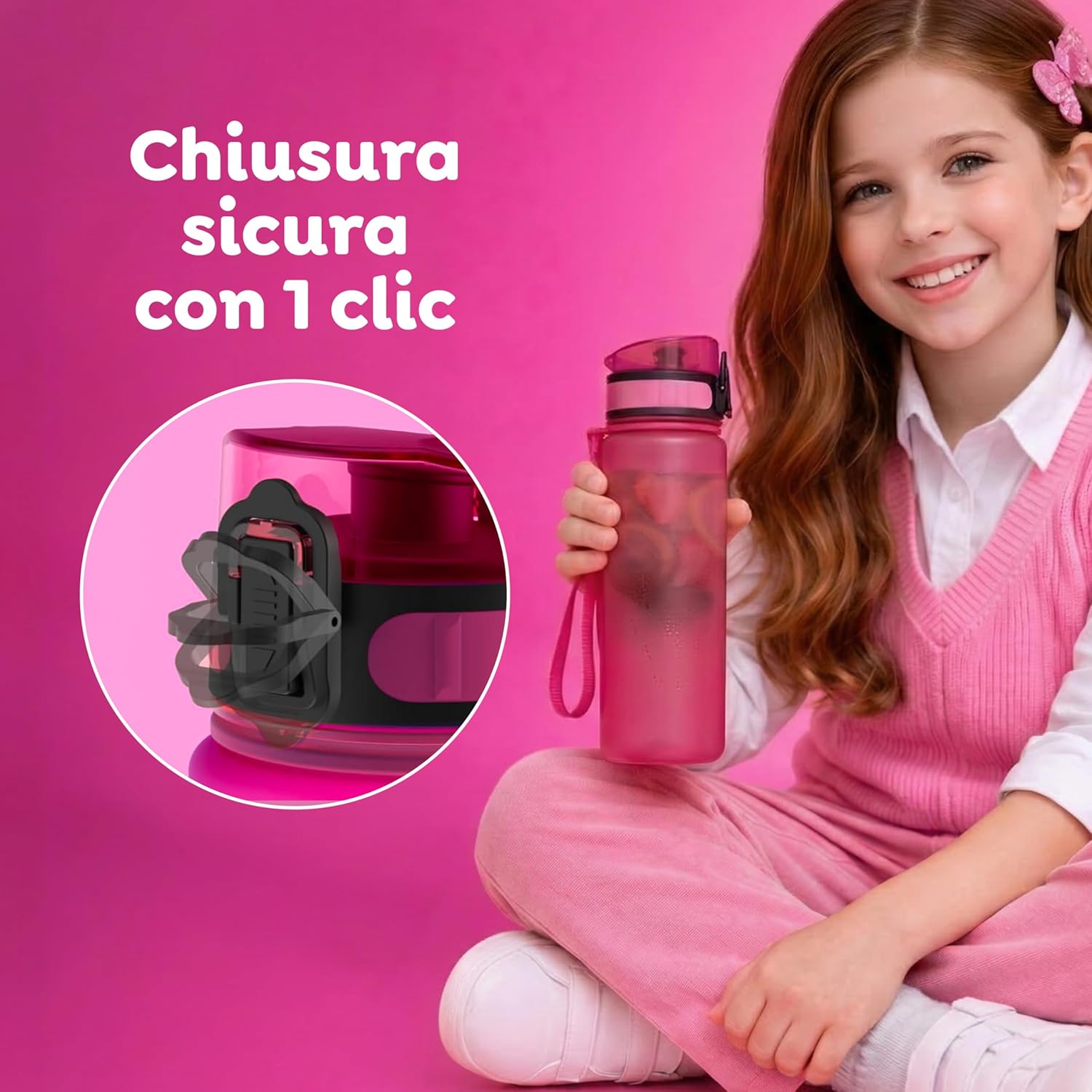 Thumbnail 3 de Sweety Fox borraccia per bambini 500 ml a prova di perdite con apertura One-Click (rosa)