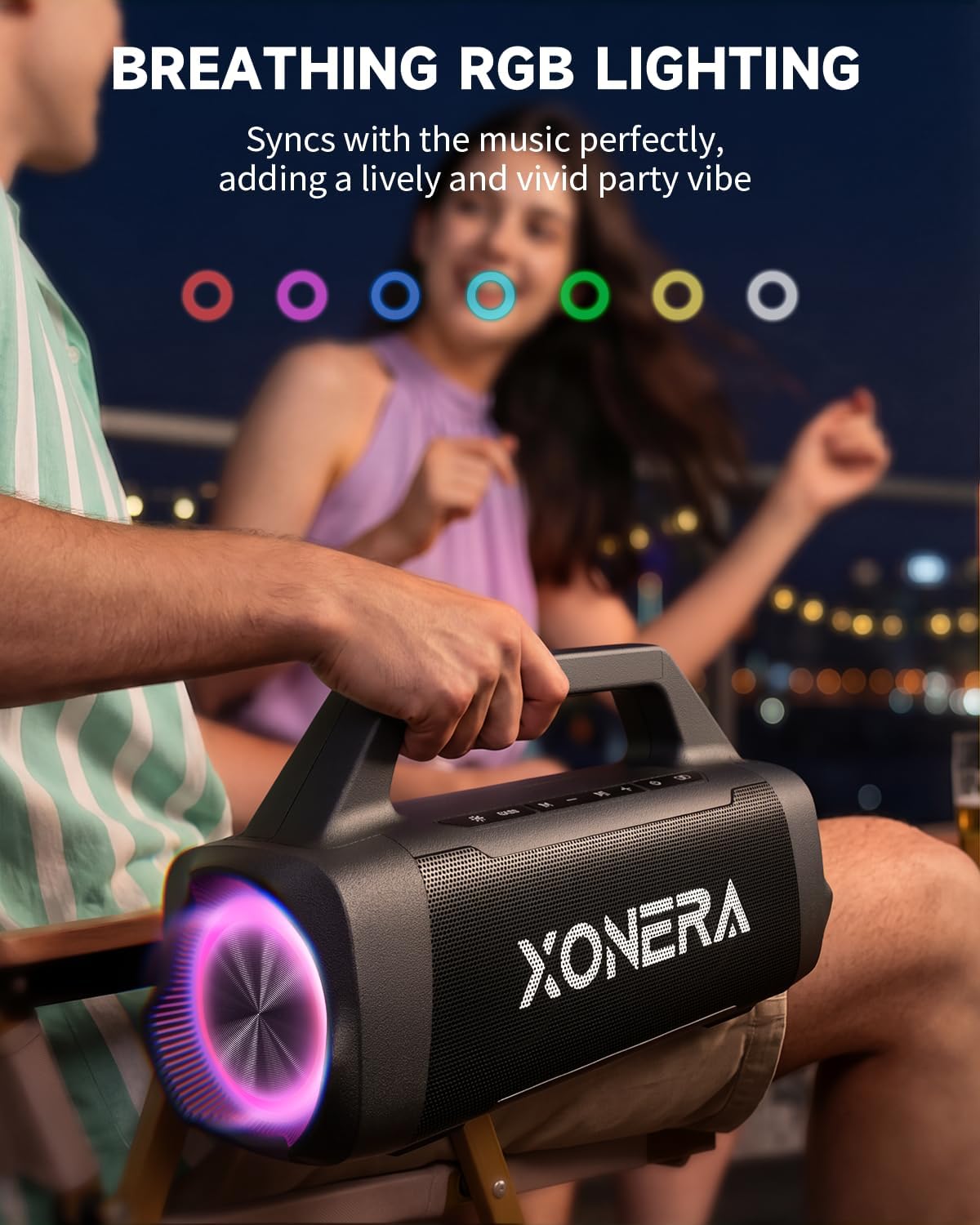 Thumbnail 6 de Xonera Bluetooth Outdoor Speaker (80W Peak) with 20H Playtime, IPX6 Waterproof, TWS, BT5.3 — Black