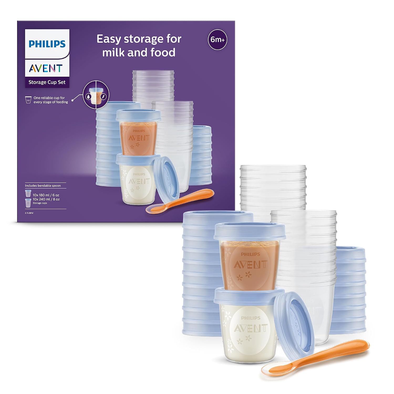 Detalle de AVENT SCF721/20 Nahrungs-Mehrwegbecher 20er Pack