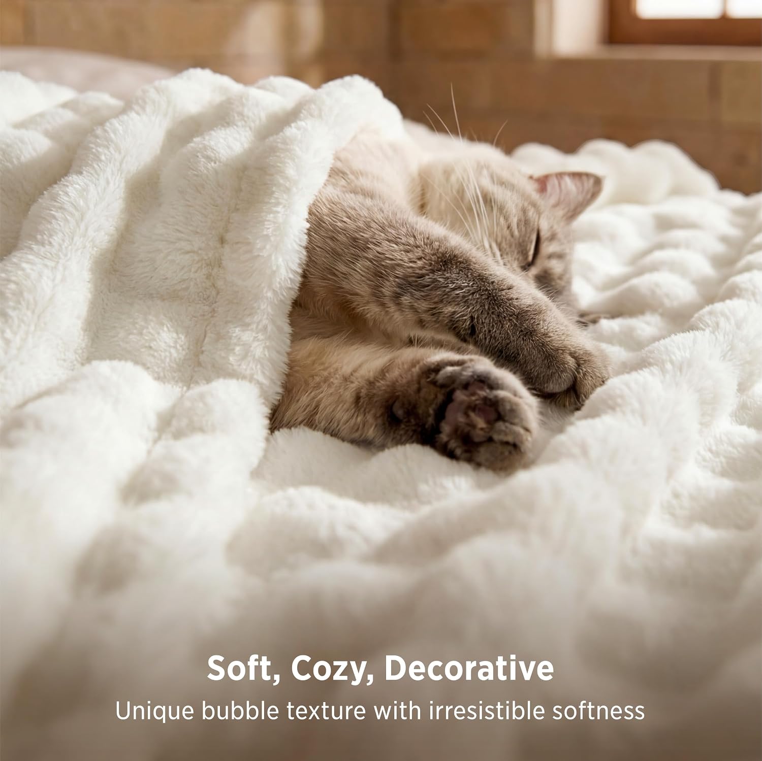 Detalle de Bedsure CloudBubble Queen Throw Blanket, 90 x 90 in, Lightweight 3D Texture
