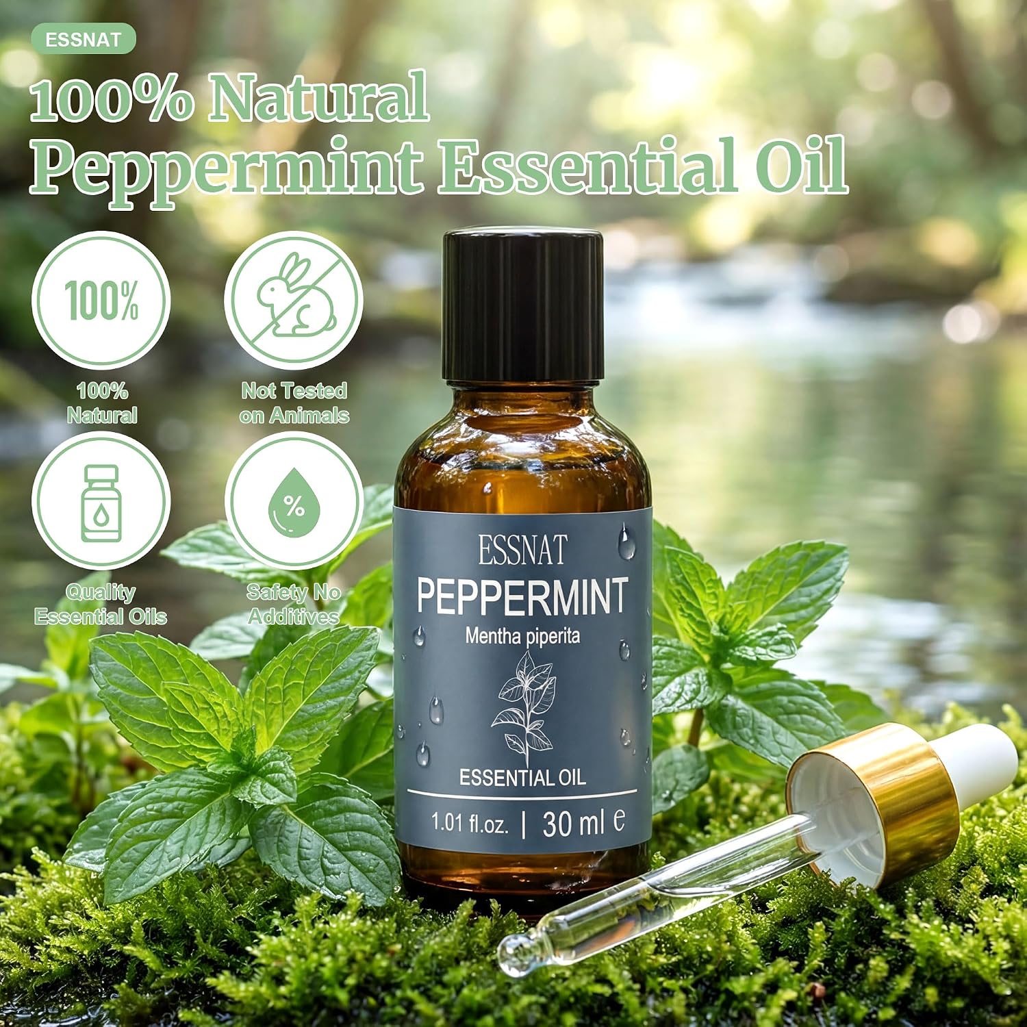 Thumbnail 1 de Olio essenziale di menta piperita ESSNAT 30 ml – 100% naturale, per aromaterapia, diffusori e progetti DIY