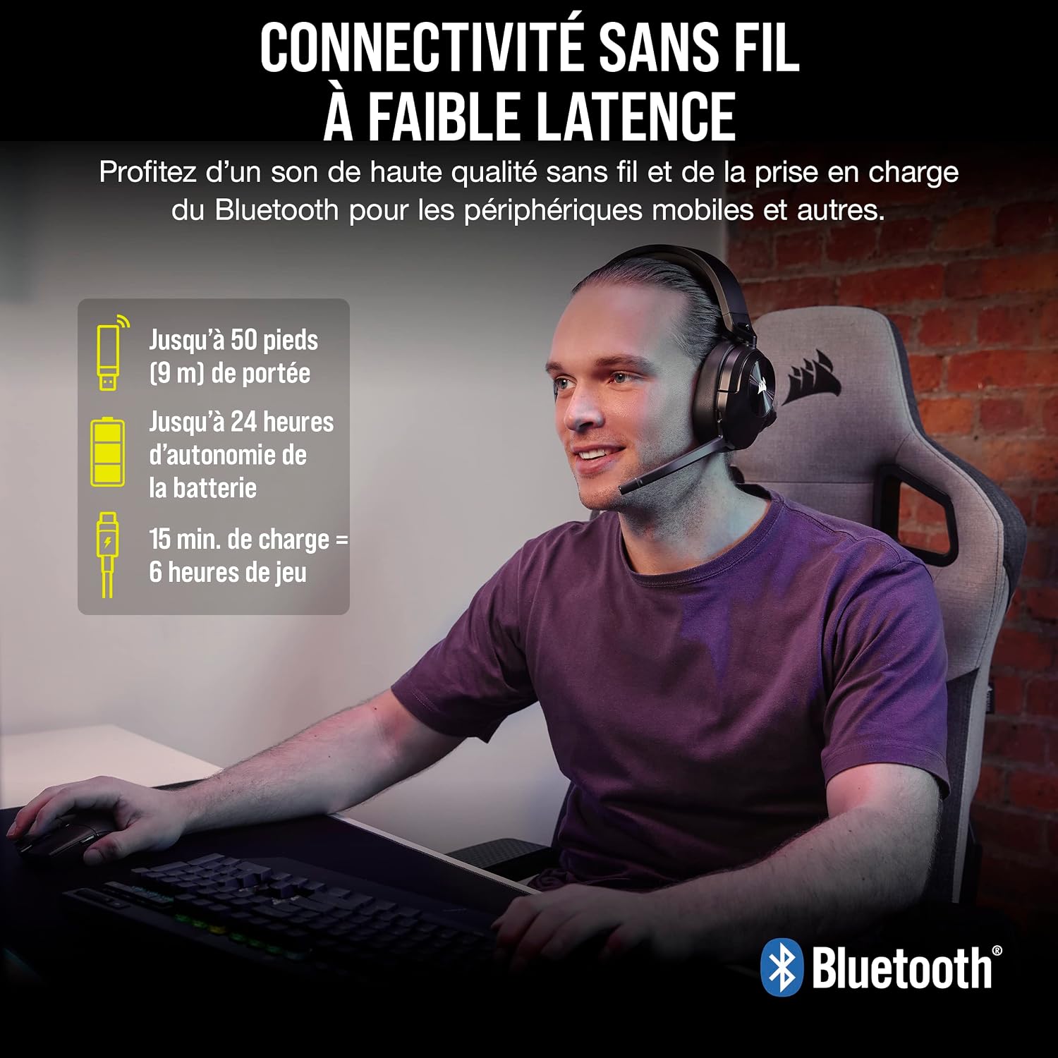 Detalle 2 de Corsair HS55 WIRELESS CORE Casque gaming 15m