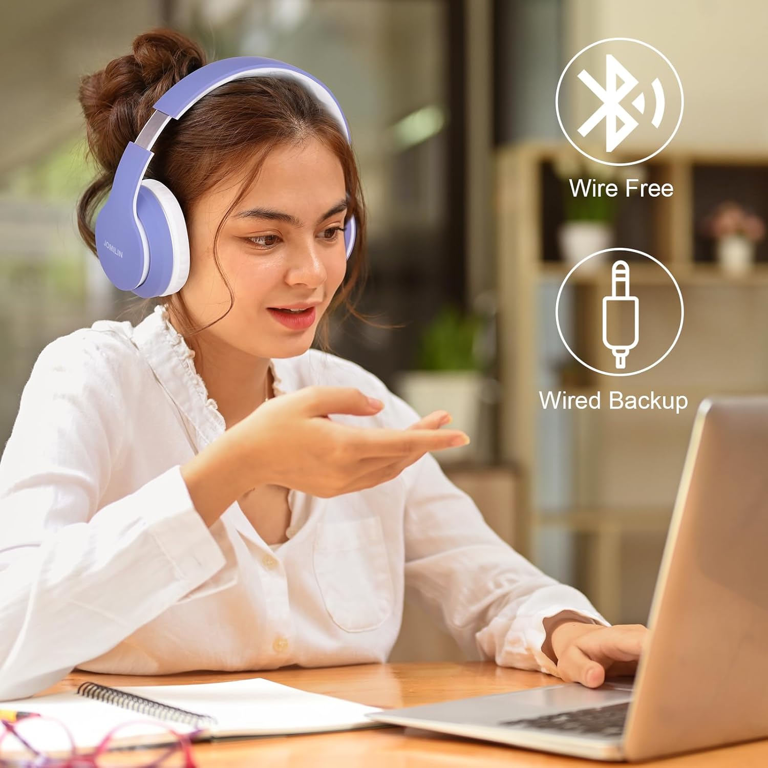 Thumbnail 4 de JOMILIN B9 Wireless Headphones Over-Ear — 60-Hour Battery, Hi-Fi Bass, Purple