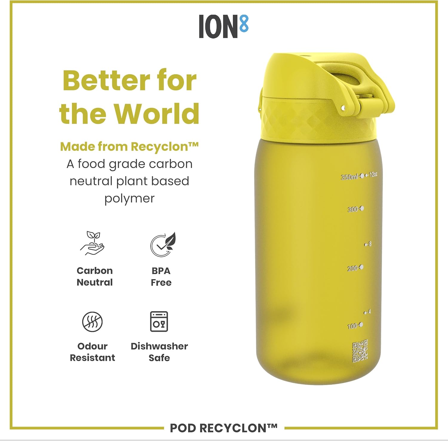 Detalle de Ion8 Kids Water Bottle 350 ml: Leak-Proof, Dishwasher Safe and Carbon Neutral