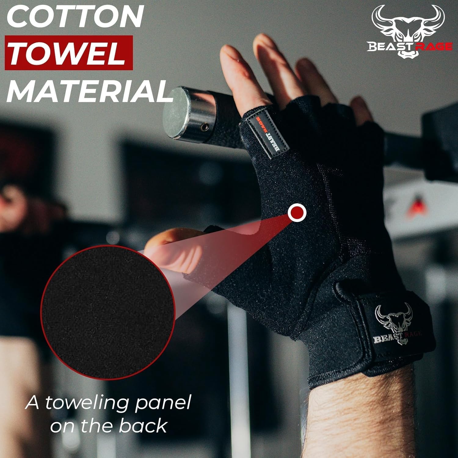 Detalle 2 de BEAST RAGE Gym Gloves for Weight Lifting