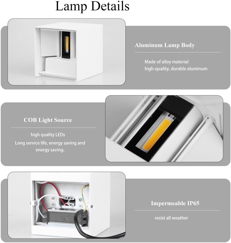 Detalle 2 de CHENBEN Lampara de Pared Exterior 12W 3000K