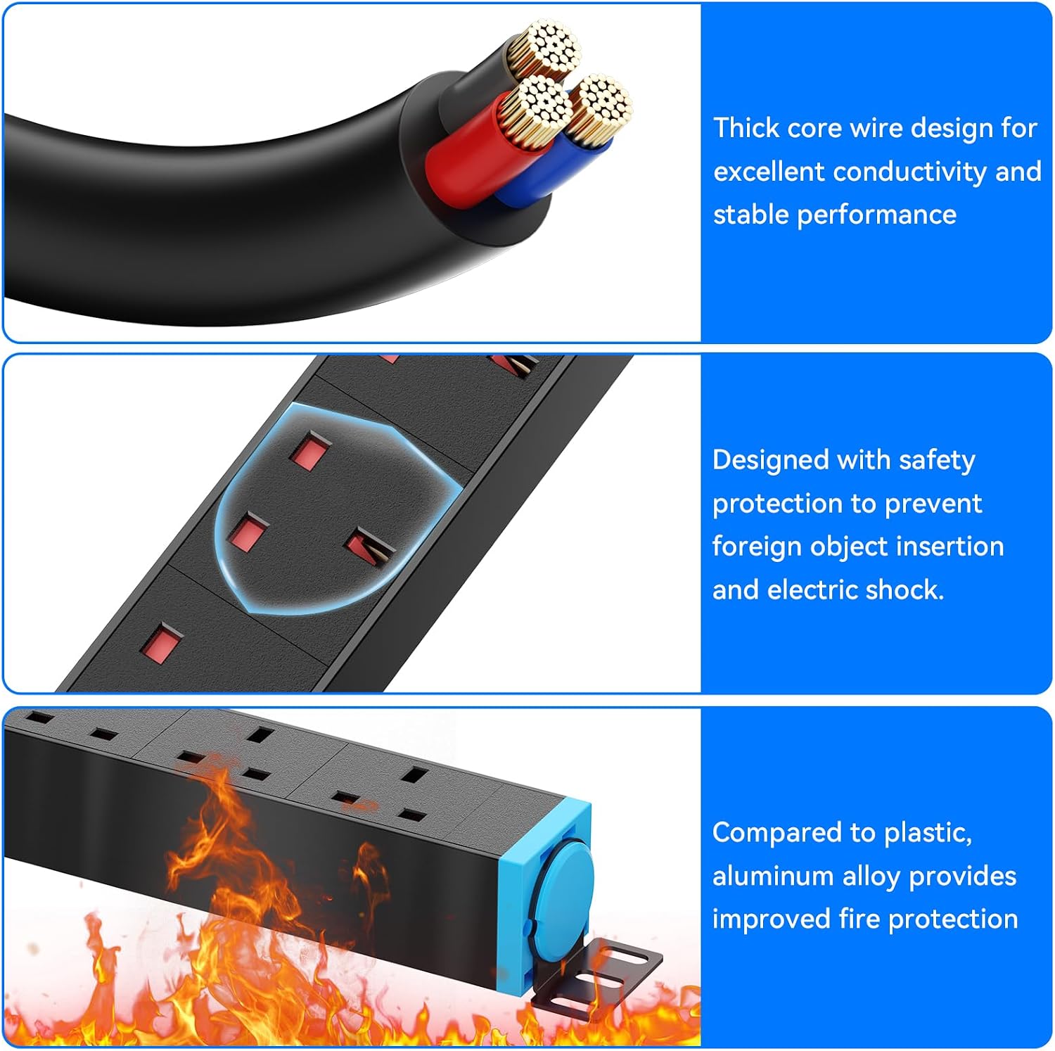 Thumbnail 6 de Sewingvr 8-Way Extension Lead with Surge Protection and Wall Mount – 360° Rotating Sockets
