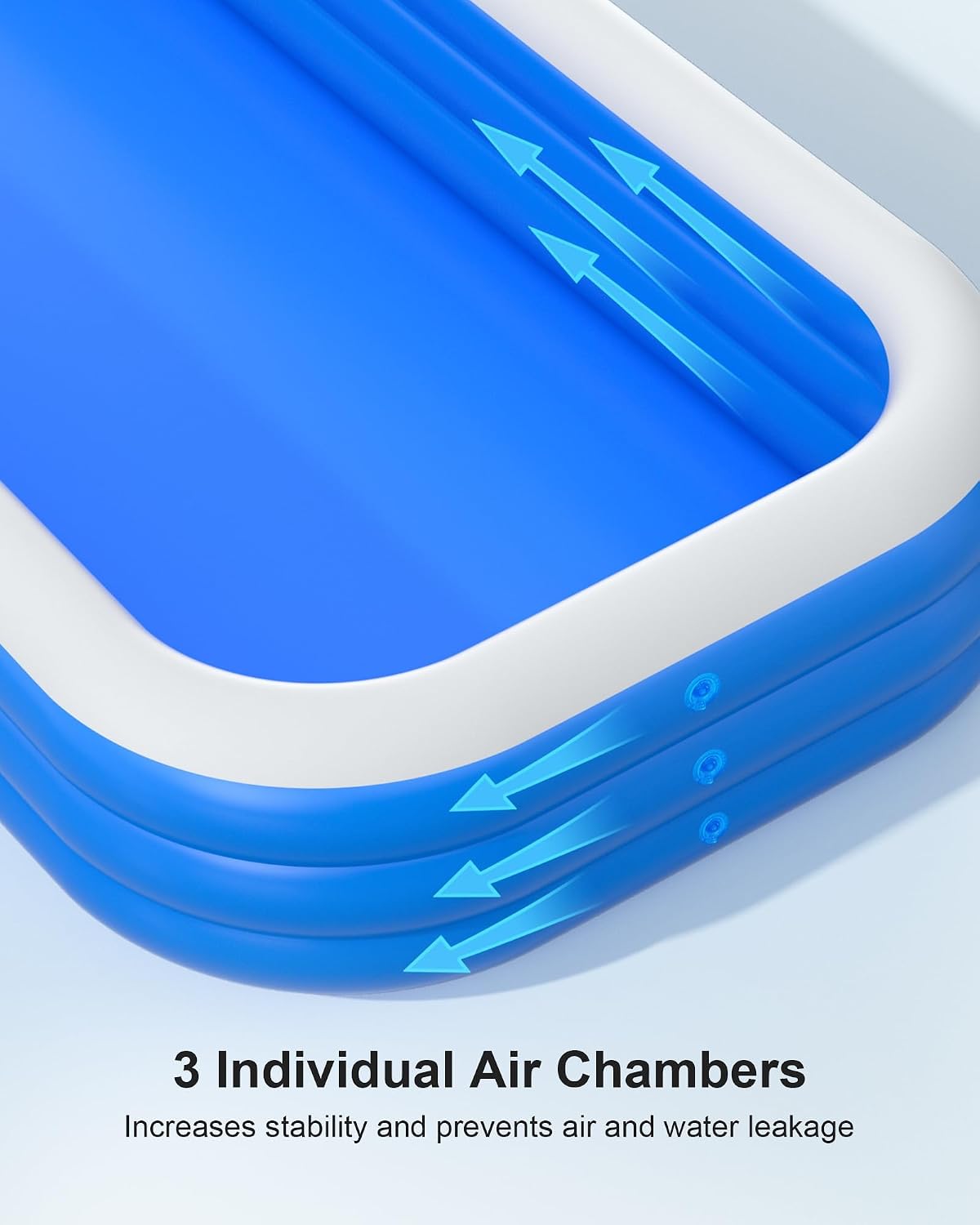 Detalle 2 de Extra Large Inflatable Pool for Adults (180" x 76" x 22"): Oversized Backyard Fun with 3-Chamber Safety & Pump