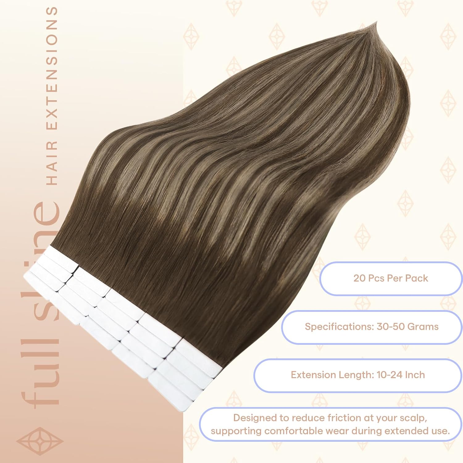Detalle de Full Shine Tape in Hair Extensions 18-inch