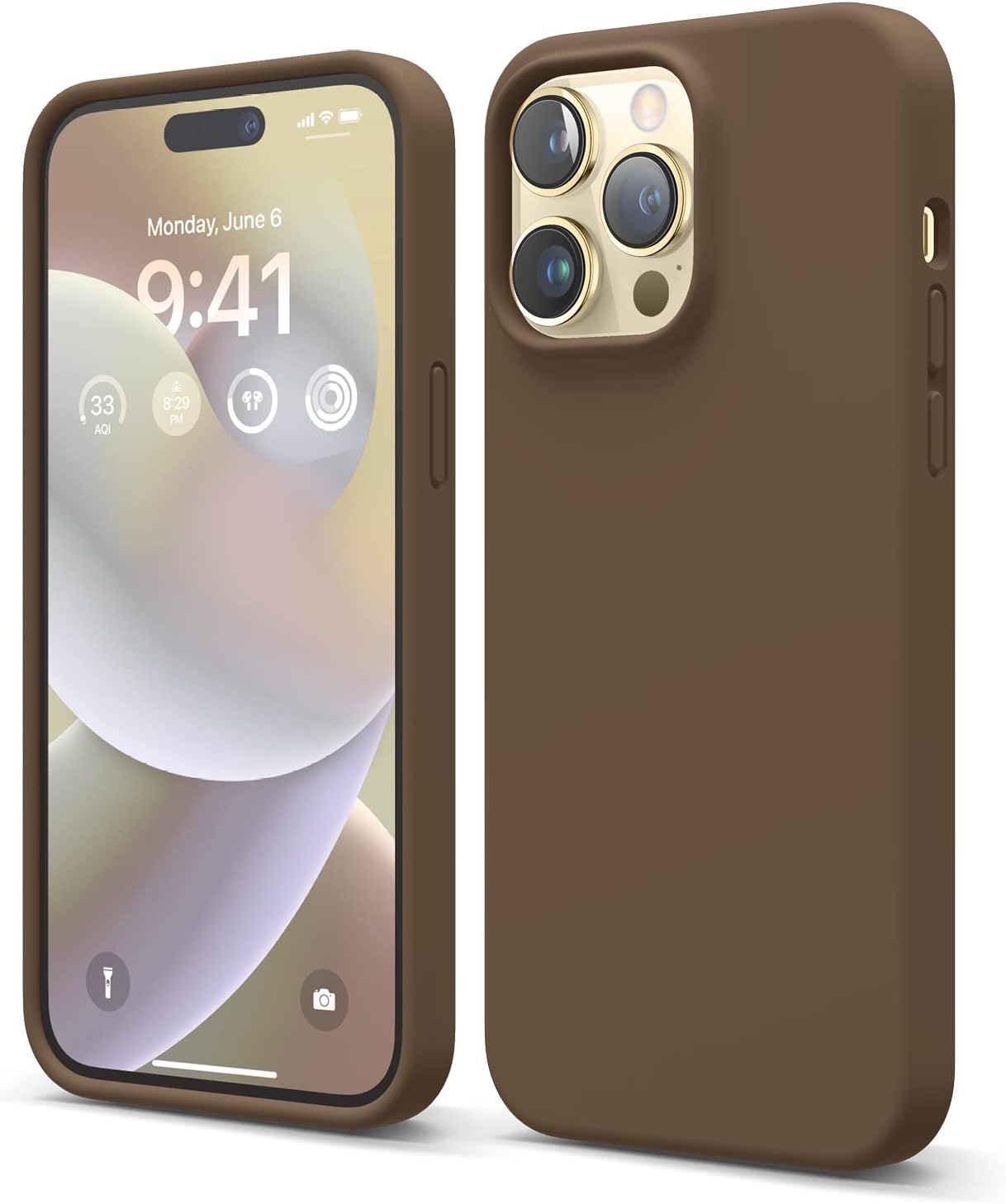 Detalle de elago Coque silicone liquide pour iPhone 14 Pro Max 6,7” (marron) – protection antichoc complète