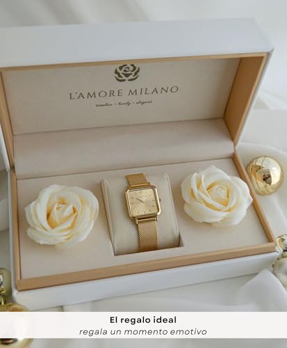 Thumbnail 4 de L'AMORE MILANO Reloj Cuadrado 28 mm dorado