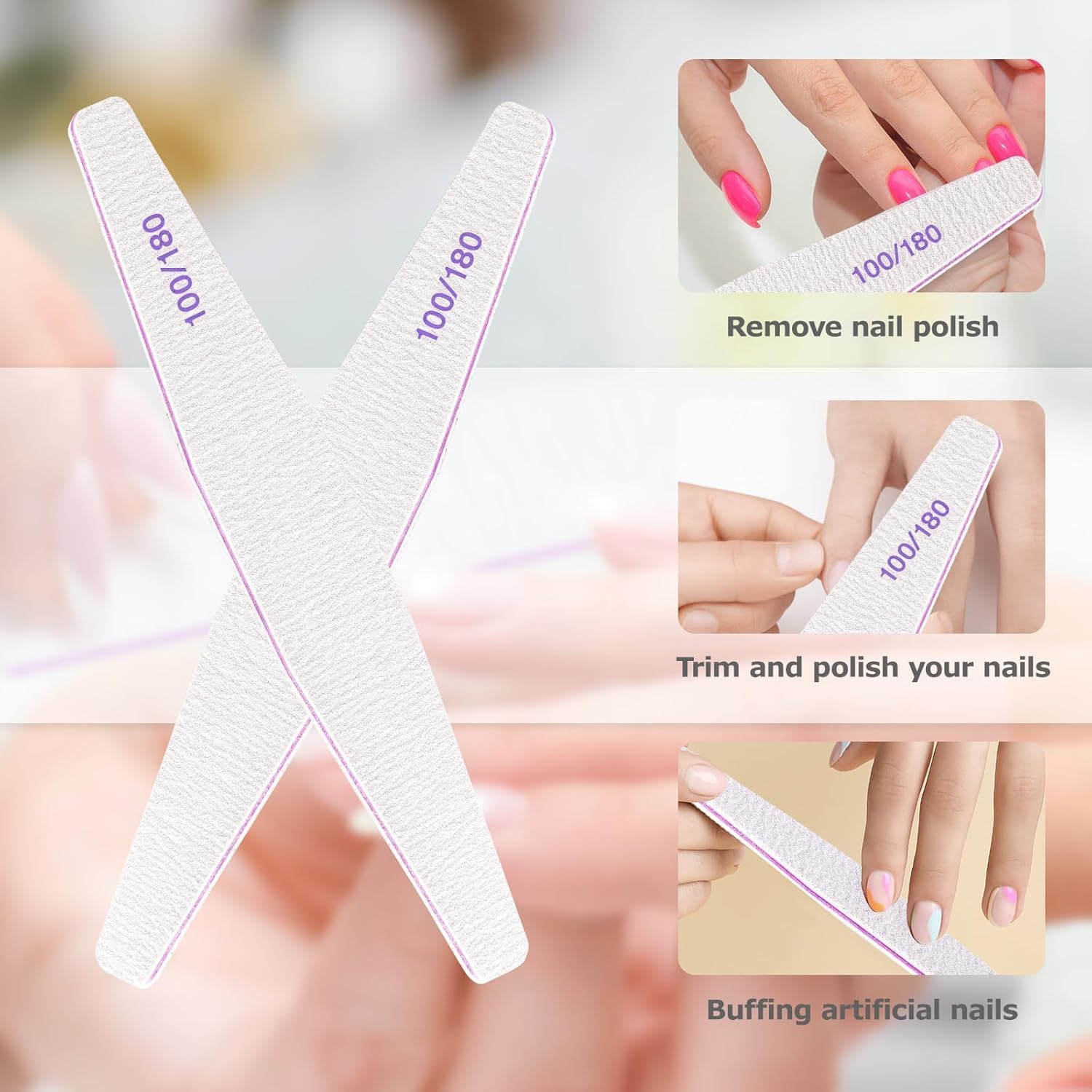 Thumbnail 5 de Limes à ongles double face réutilisables 20 pcs (grit 100/180) pour manucure salon ou DIY