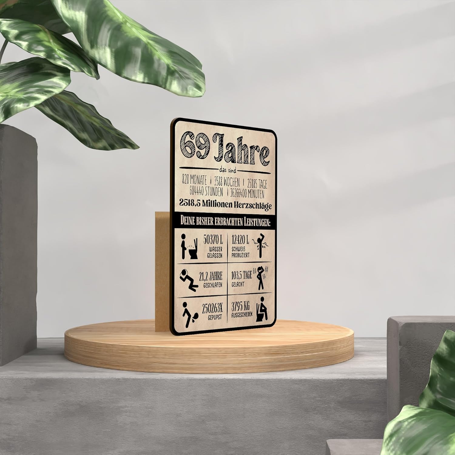 Thumbnail 1 de Holzkarte 69 Geburtstag Statistik 3D 💌