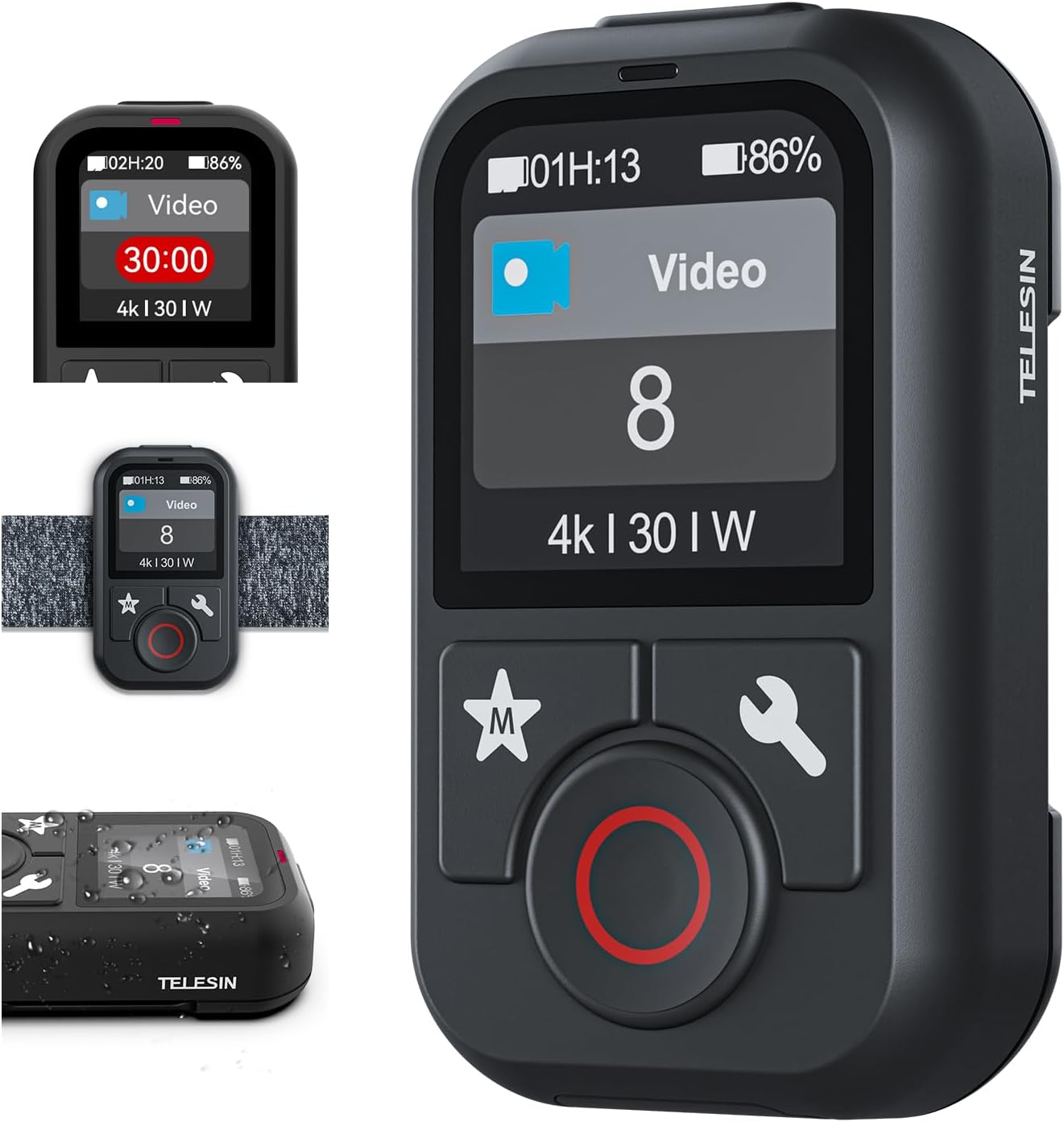 Detalle de TELESIN T13 waterproof remote for GoPro — 60m range