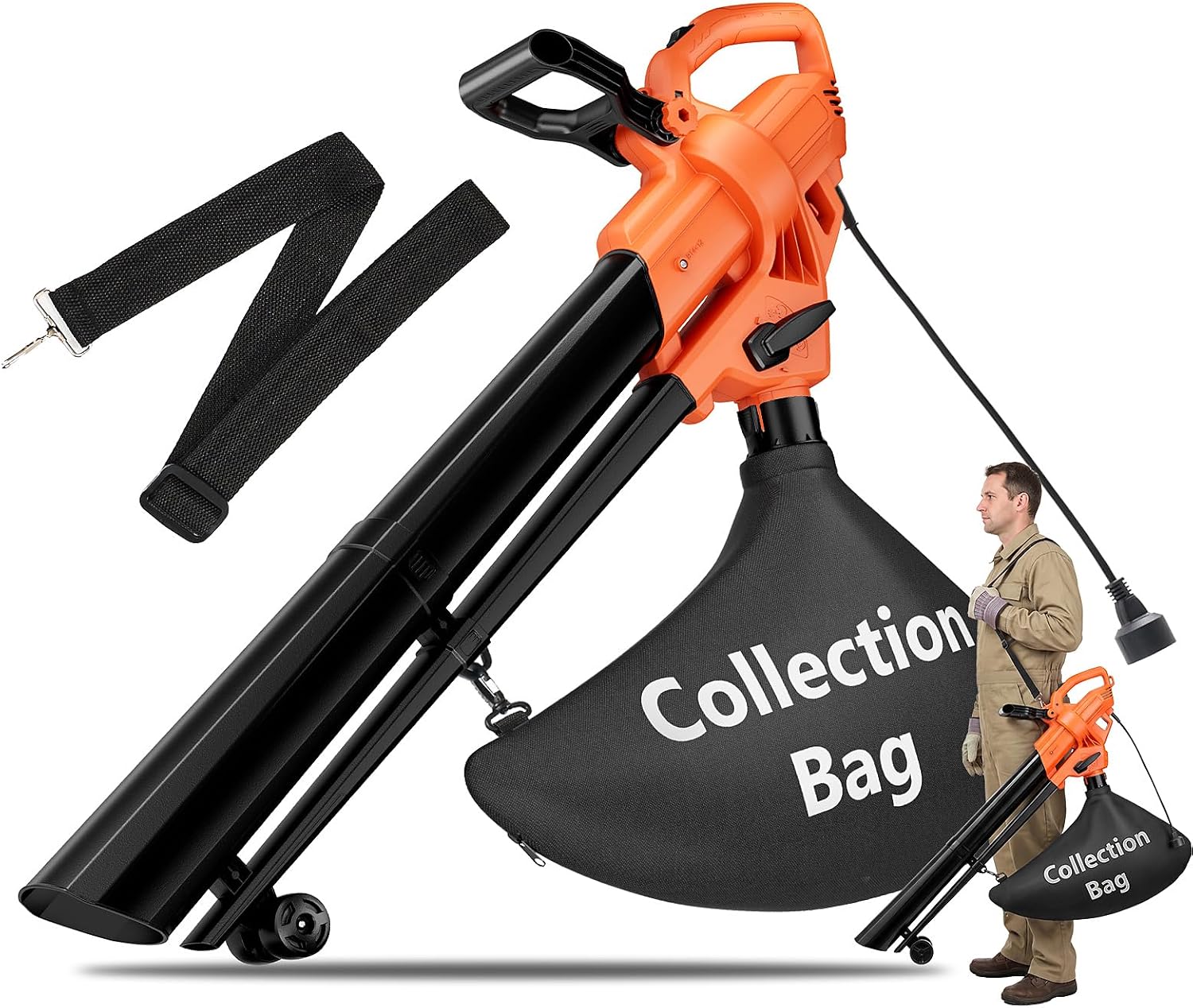 Detalle de KMFurnila Electric Leaf Blower Vacuum Mulcher, 1.2-Bushel Bag