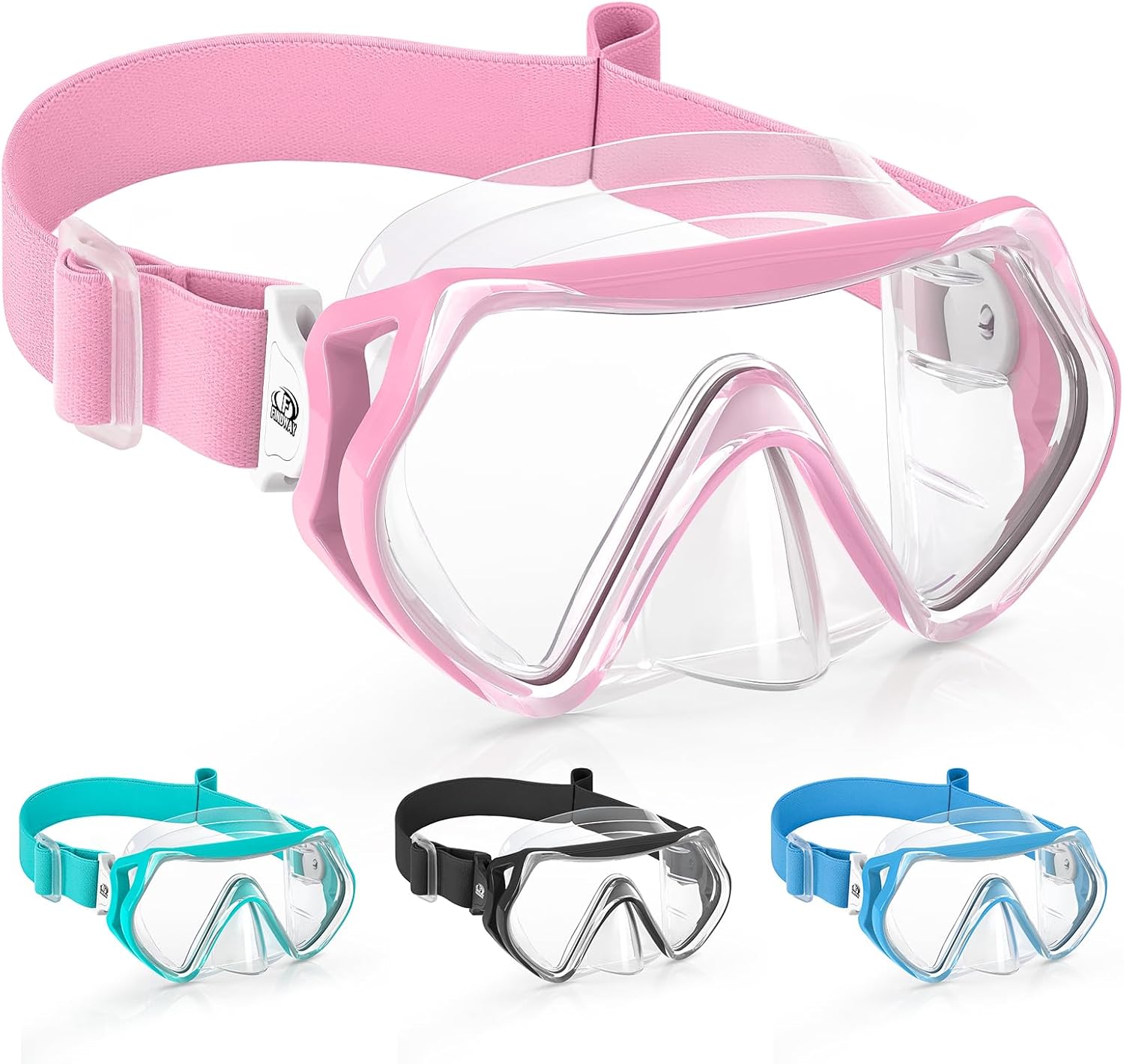 Findway Kids Snorkel Mask with Elastic Fabric Strap (180° anti-fog, no-leak) for ages 4–16