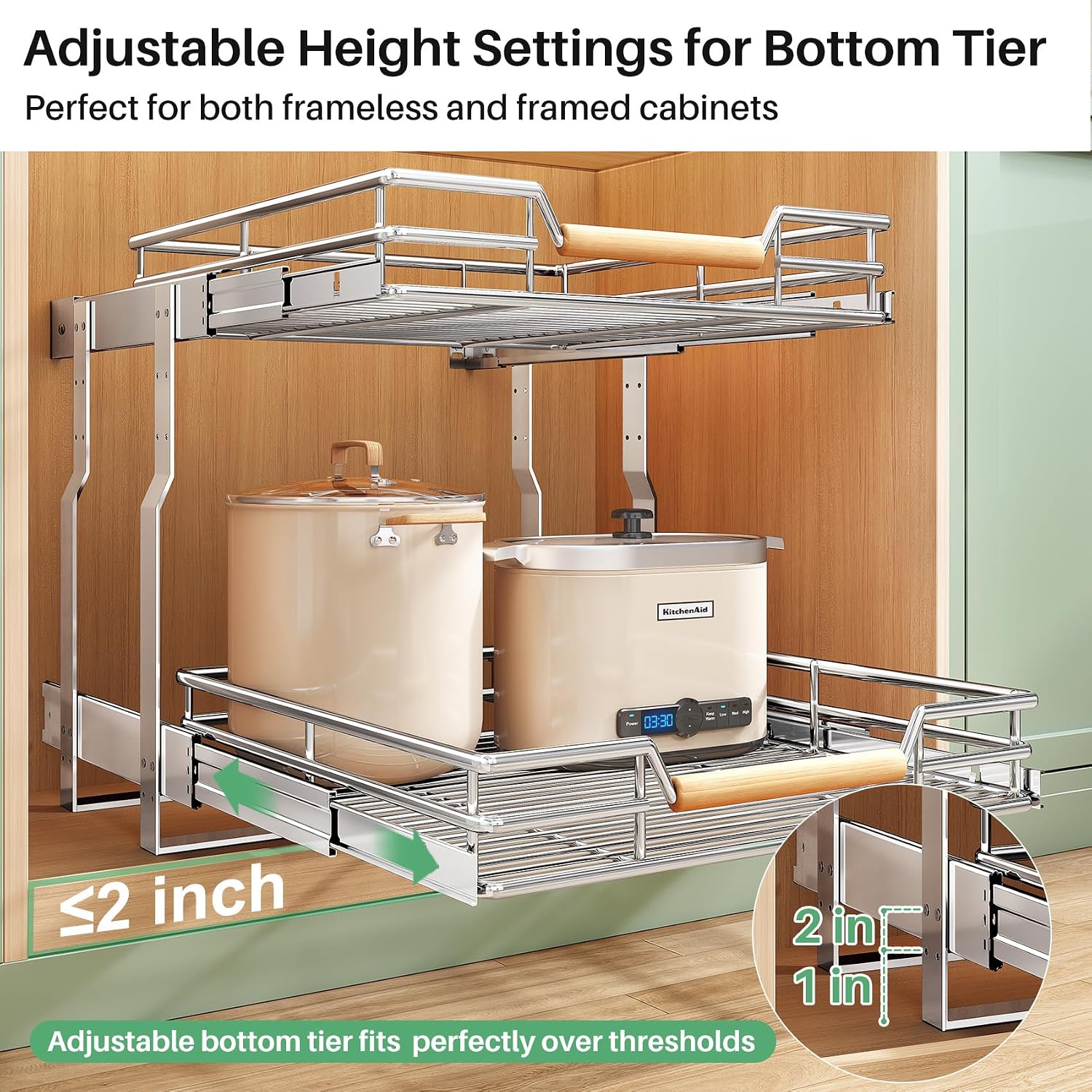 Thumbnail 3 de Pull Out Cabinet Organizer 2-Tier 23W x 21D