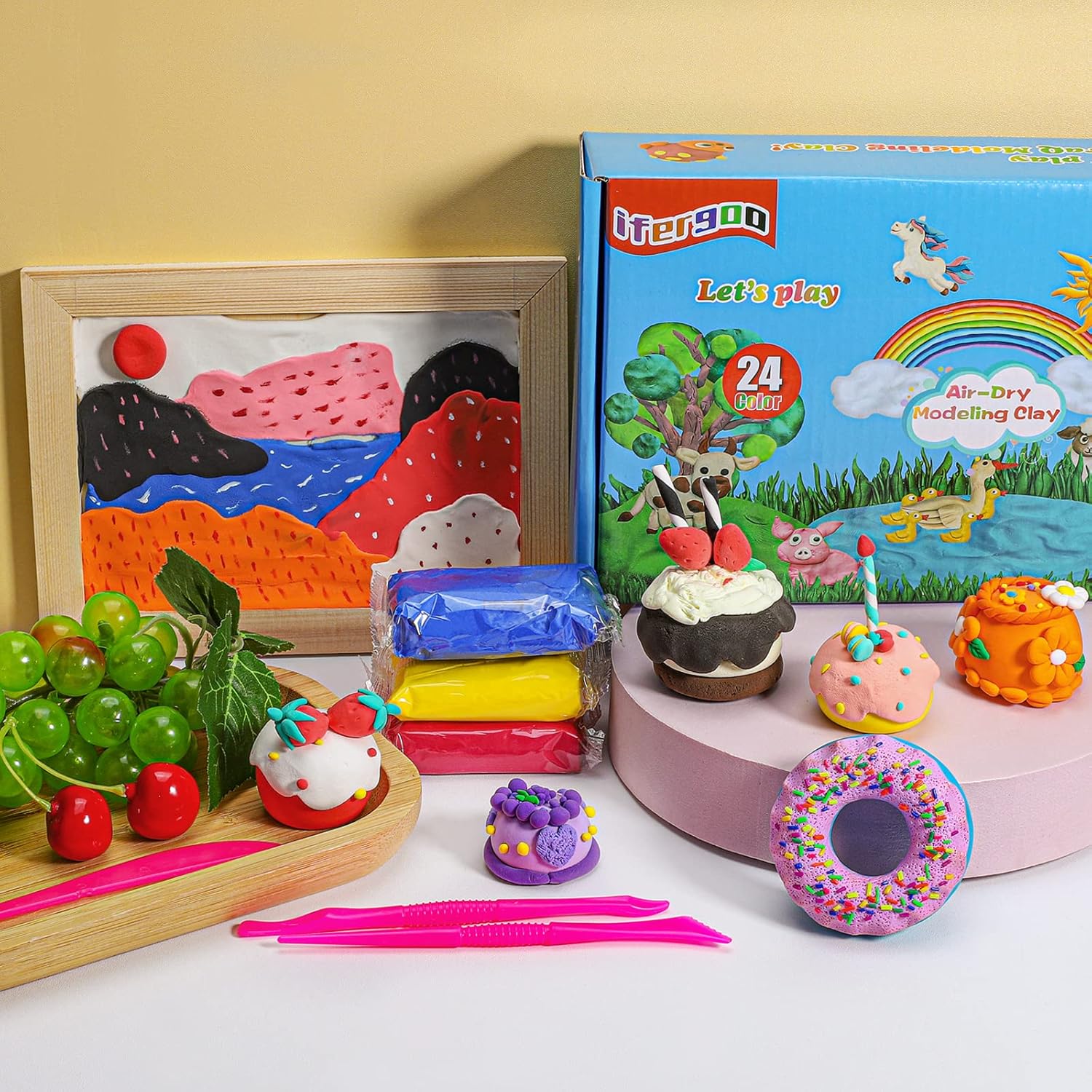 Thumbnail 4 de iFergoo Air Dry Clay Kit 24 colours 360g