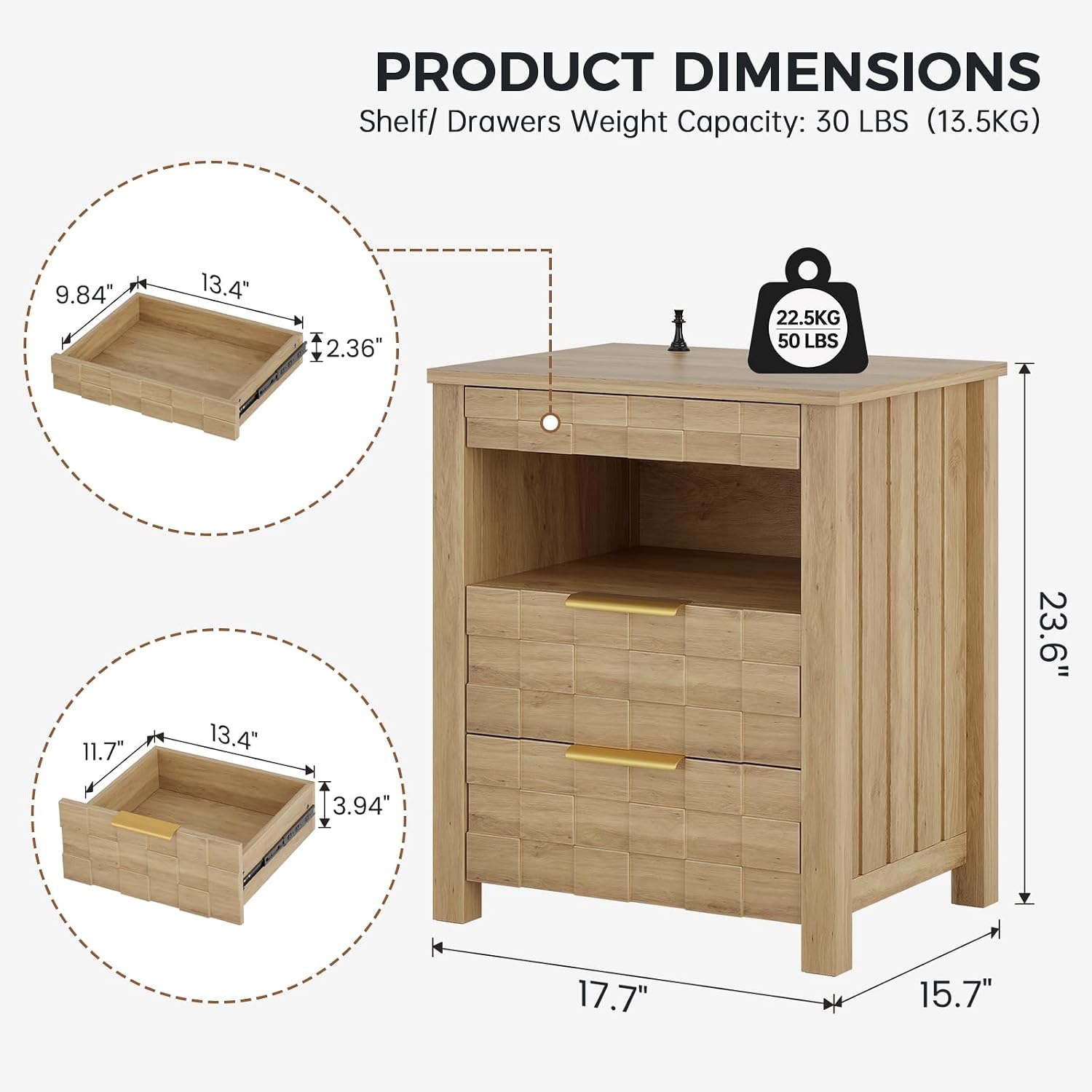 Detalle de Dystler Nightstand 17.7-Inch
