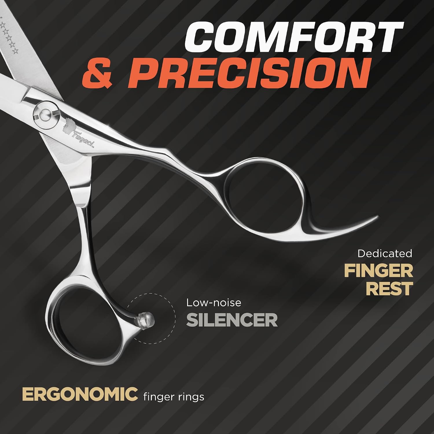 Detalle de Fagaci 6” Left-Handed Hairdressing Scissors – Sharp 440C Professional Shears