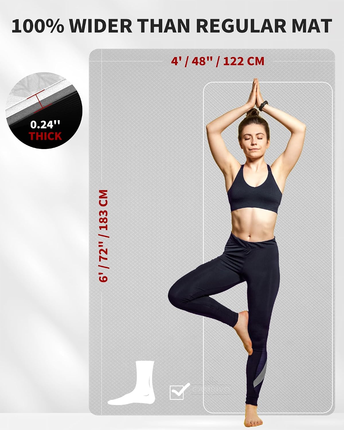 Detalle 2 de CAMBIVO Yoga Mat 72" x 48