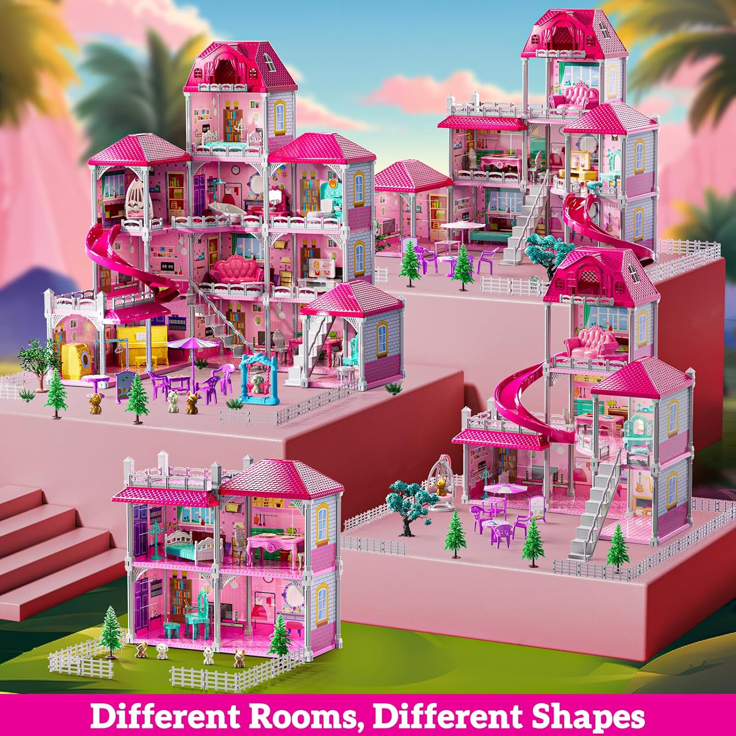 Thumbnail 3 de JUKUDAHU Villa Playset 4-Story Dollhouse