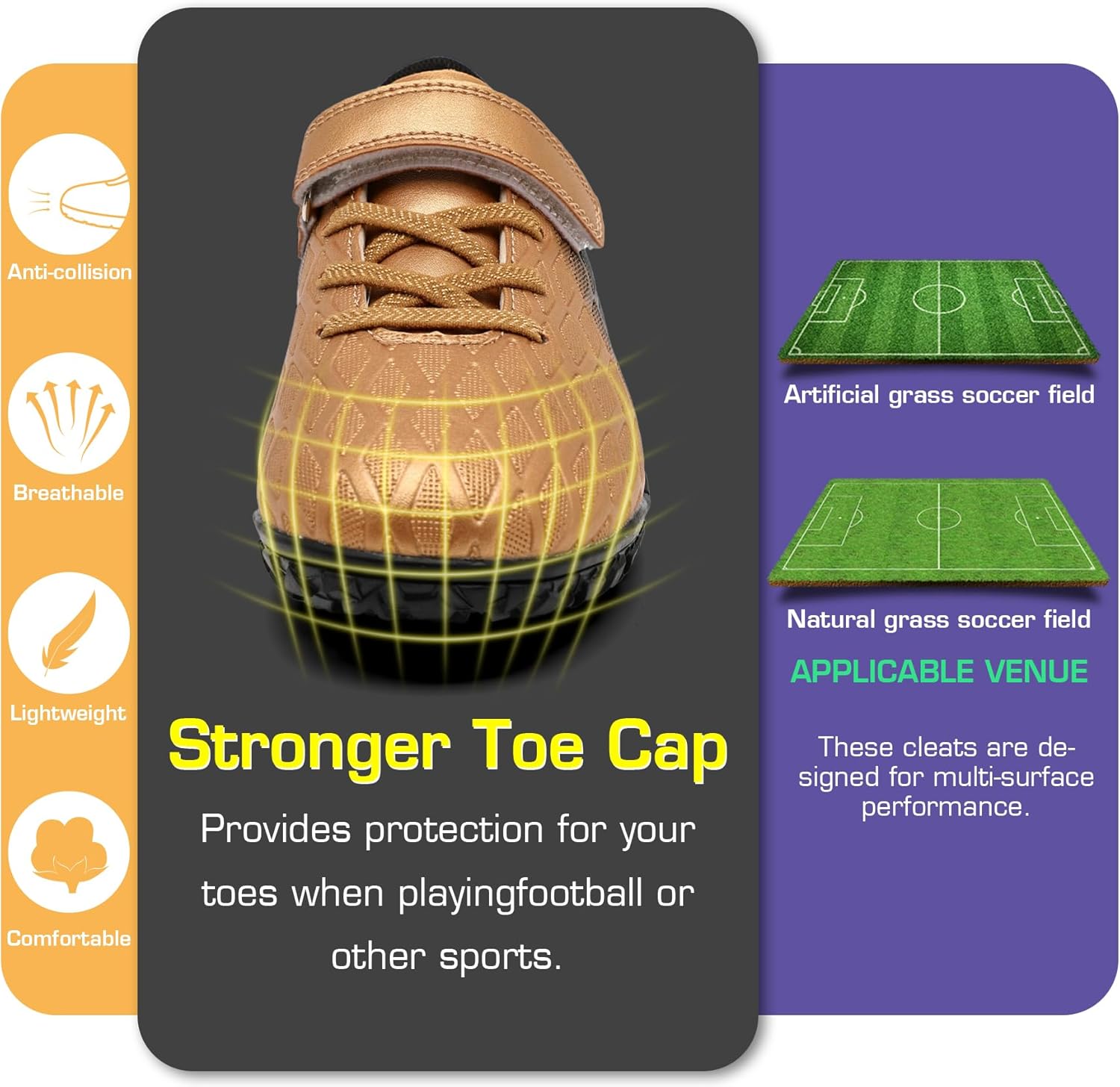 Thumbnail 4 de PiDaGlobal Kids Football Boots for Firm Ground – Unisex Turf Trainers
