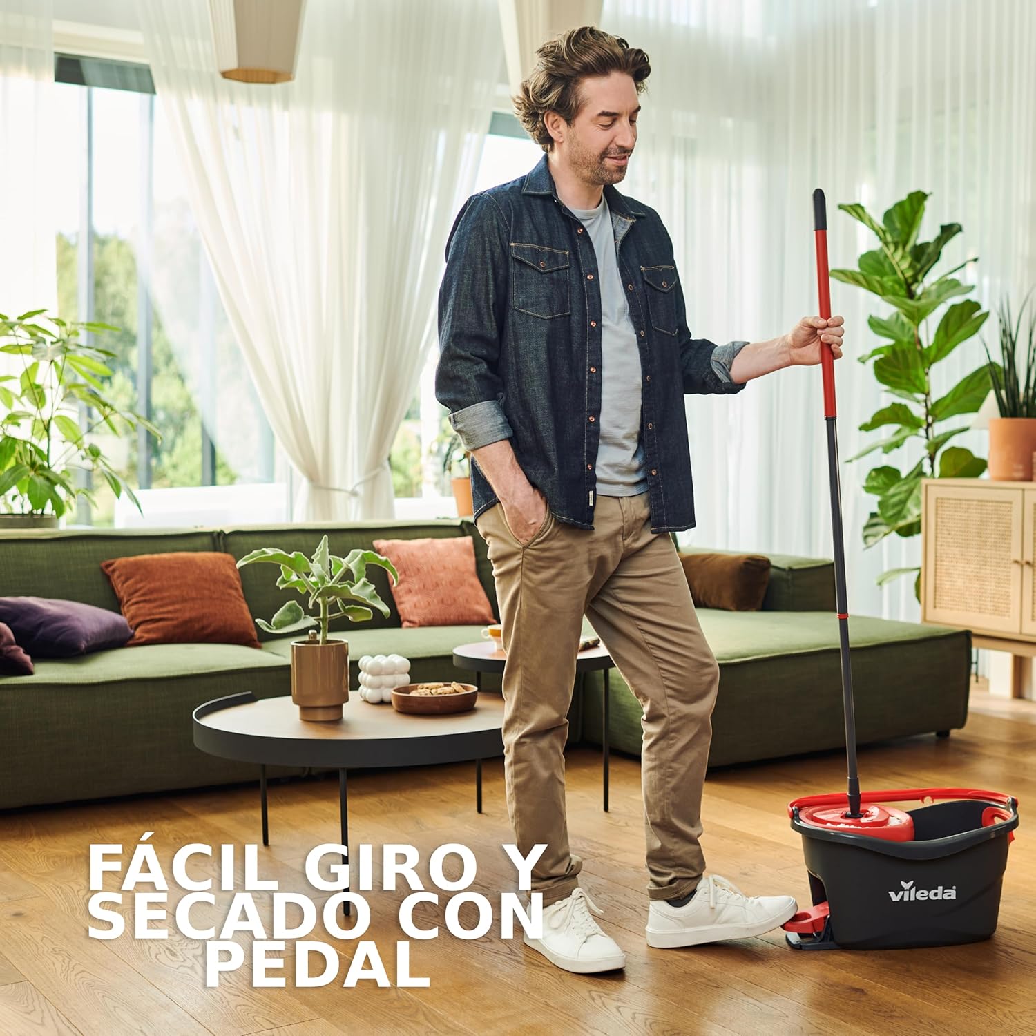 Thumbnail 2 de Vileda Turbo: Fregona giratoria con cubo y mango telescópico 🧹