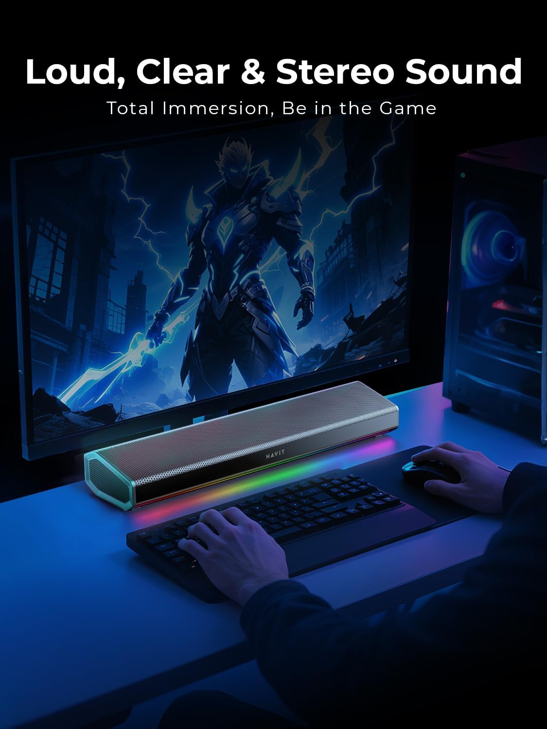 Thumbnail 2 de havit PC Speakers 20W Bluetooth V5.3 Soundbar with 3D Surround (USB-powered, RGB)