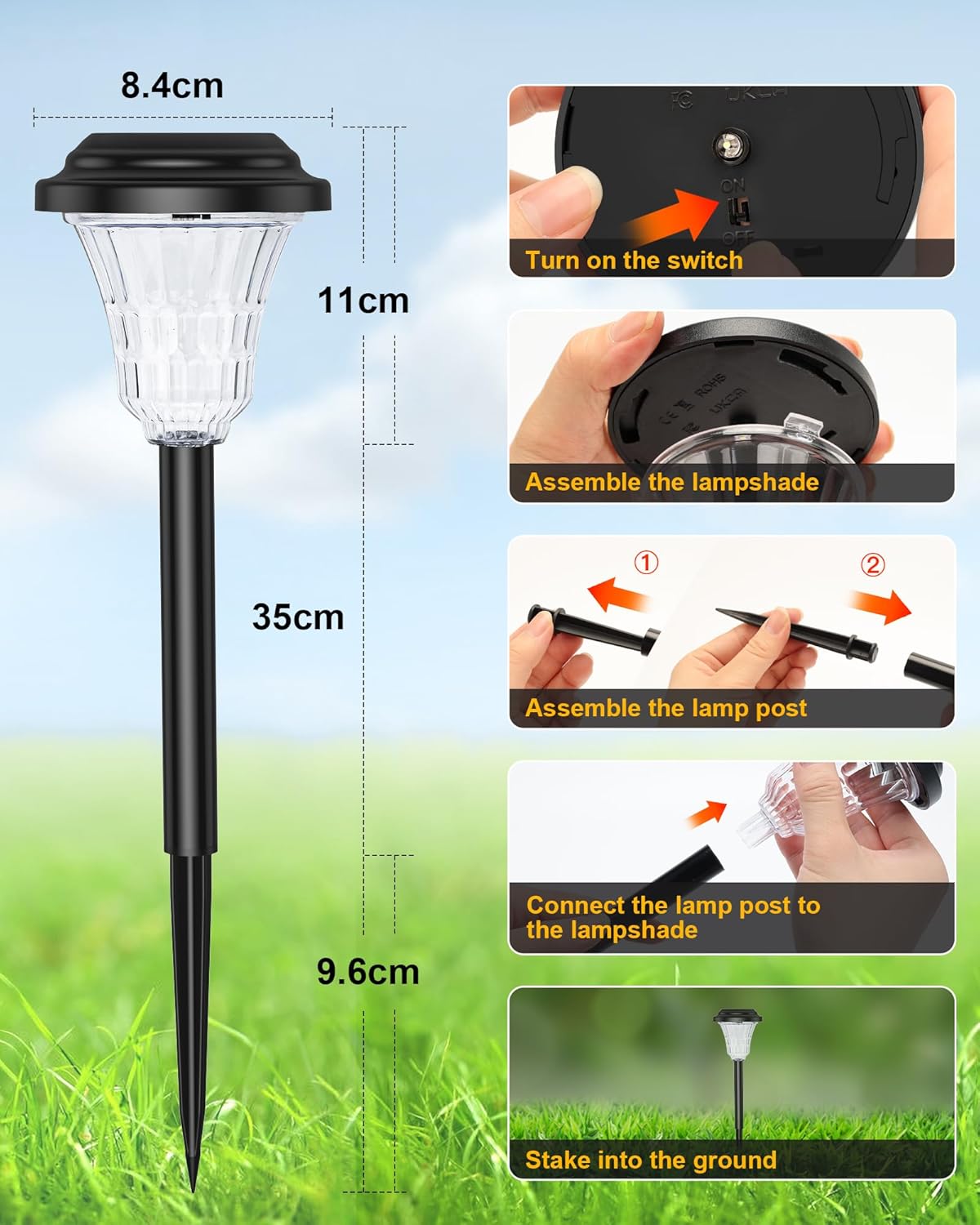 Thumbnail 4 de Wudyfei Solar Lights Outdoor Garden 8 Pack – LED Solar Pathway Lights