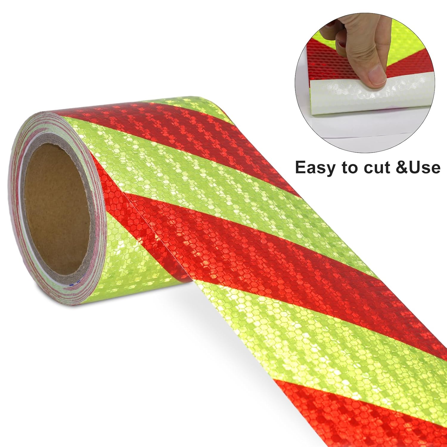 Thumbnail 1 de Ruban réfléchissant XFXIA rouge et jaune – 10 cm x 10 m, étanche et auto-adhésif