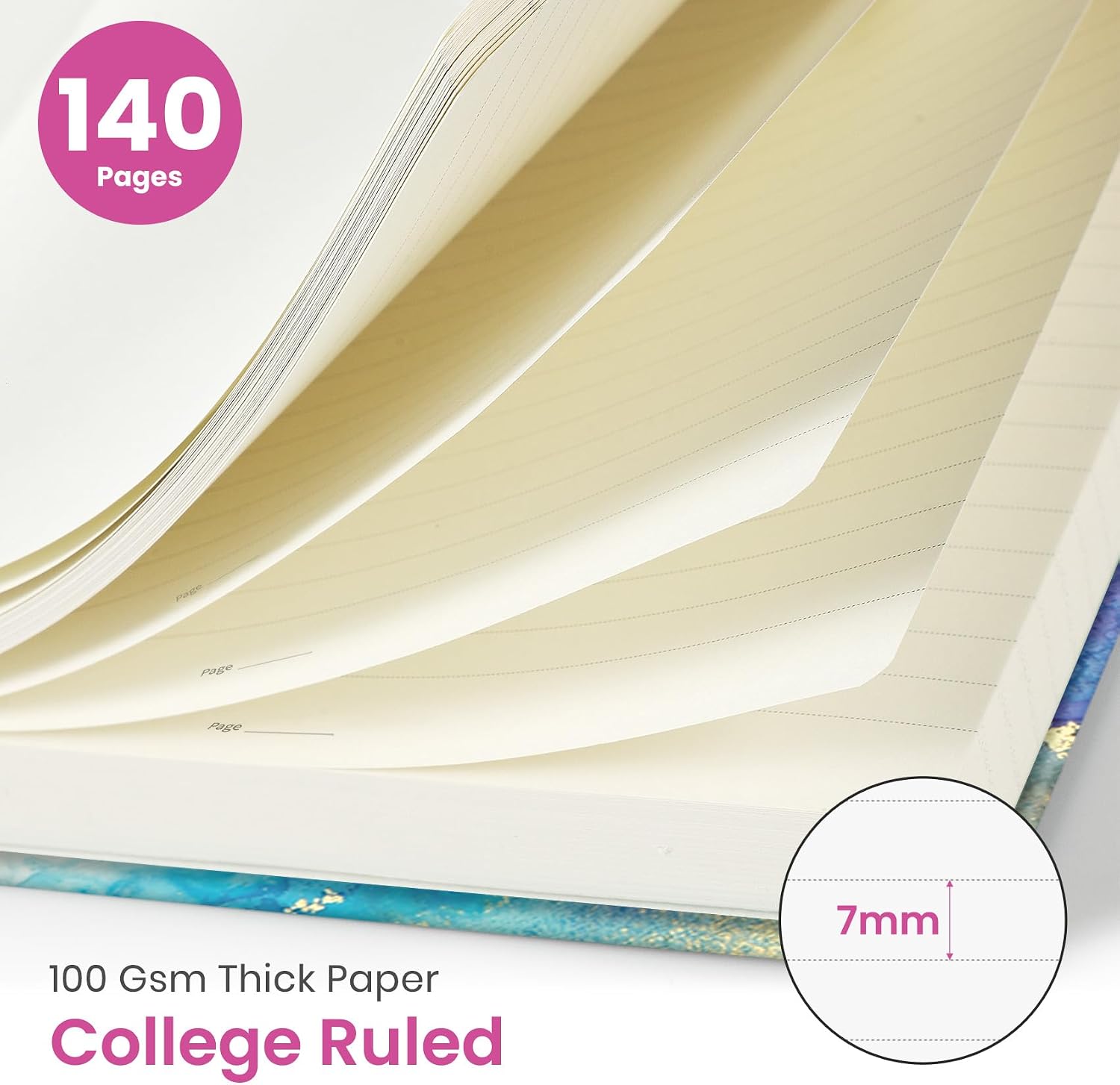 Detalle 2 de Taja Color Splash Hardcover Spiral Journal, 6" x 8", 140 College-Ruled Pages