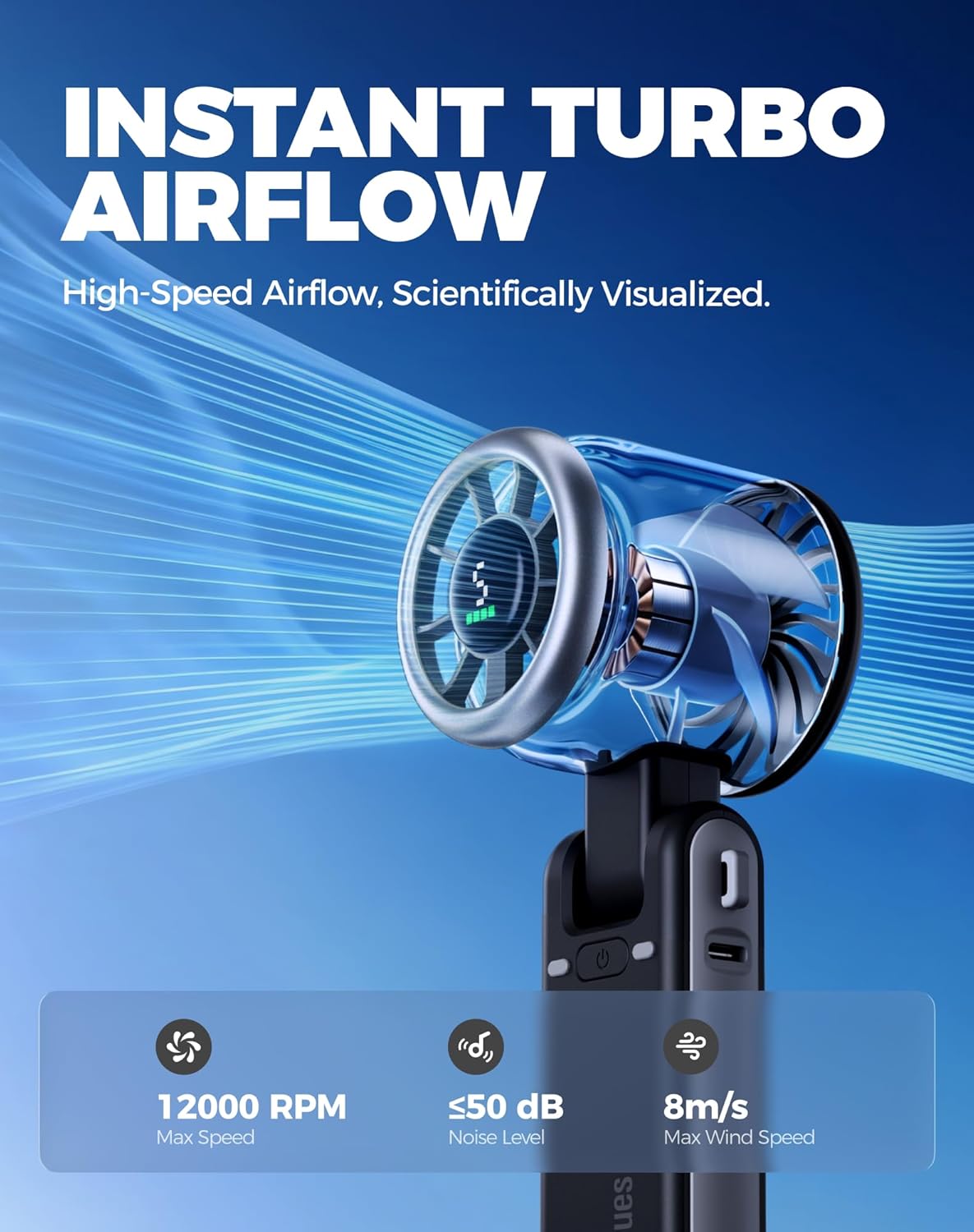 Thumbnail 5 de Diveblues Ventilatore Portatile a Mano JetForce 5 Velocità, 190 g, 12 Ore di Autonomia