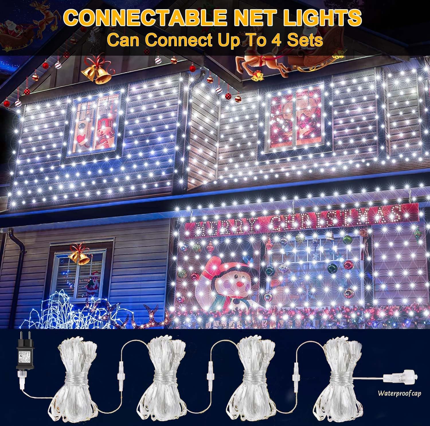 Detalle de Joycome Rete luminosa da esterno Natale 3x2 m con 200 LED, spina e timer, IP65