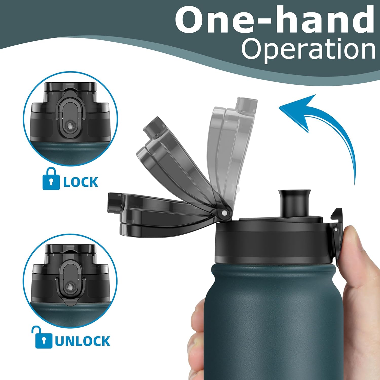 Thumbnail 2 de OLDLEY 600ml Stainless Steel Double-Walled Vacuum Water Bottle (Leakproof, BPA-Free) – Green/Black