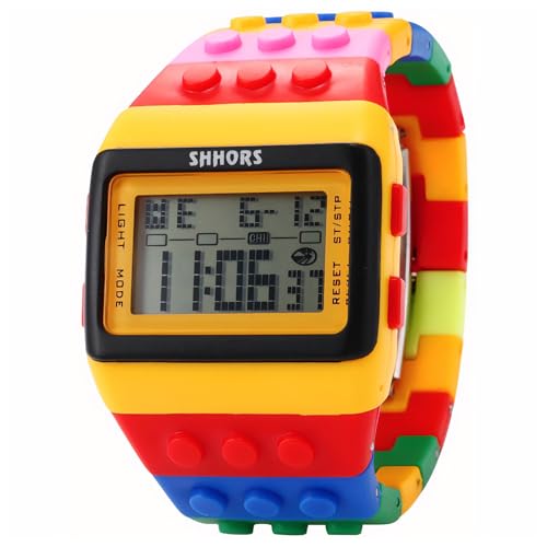 Detalle de FENKOO Neutral Arco Iris, reloj digital amarillo con alarma y cronómetro