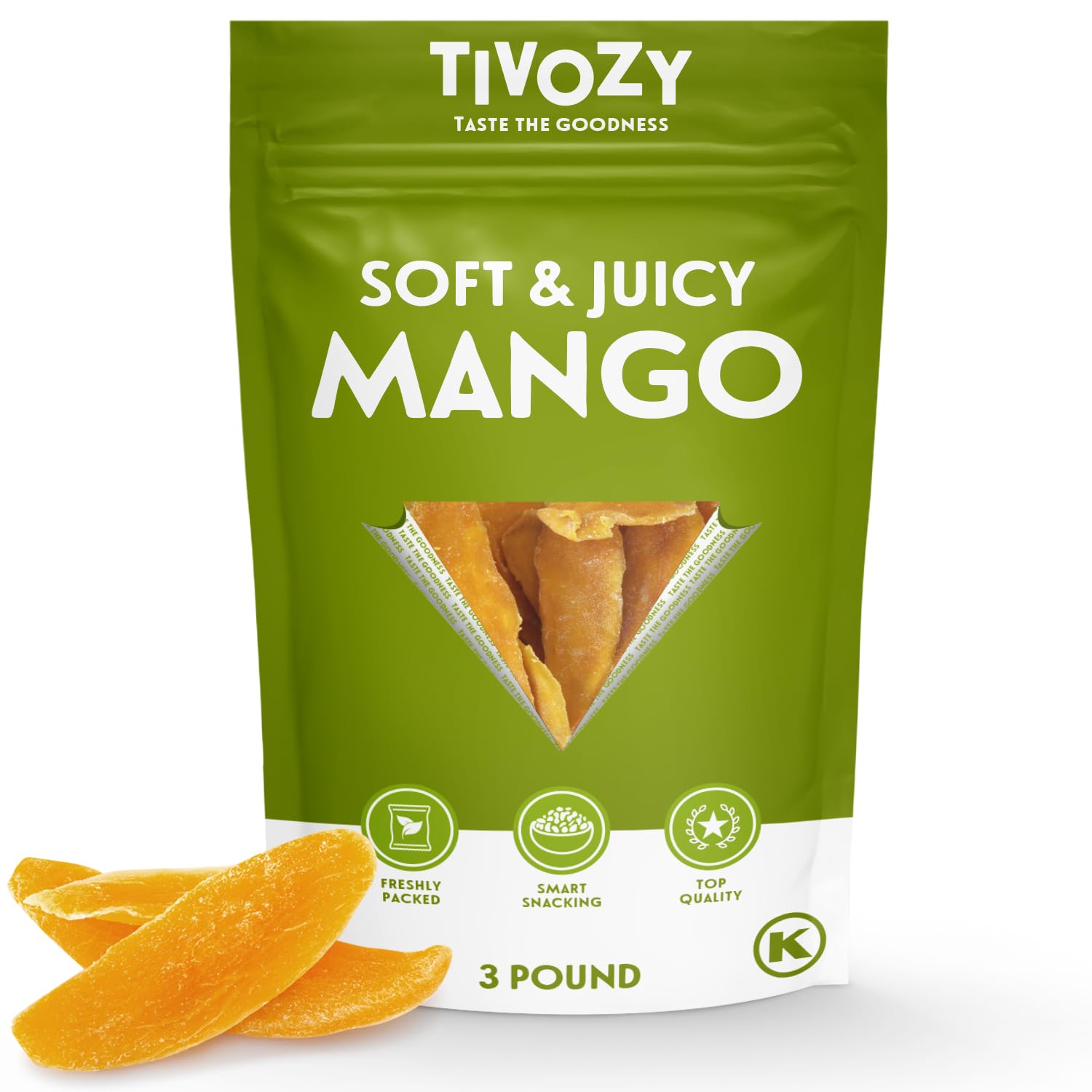 Detalle de TIVOZY Dried Mango Slices, 3 lb Soft and Chewy Vegan Snack