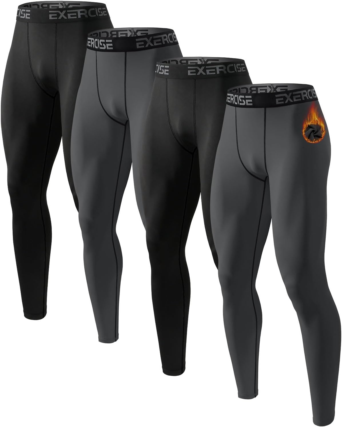 Detalle de Mexholin 4-Pack Men's Fleece-Lined Thermal Underwear Leggings