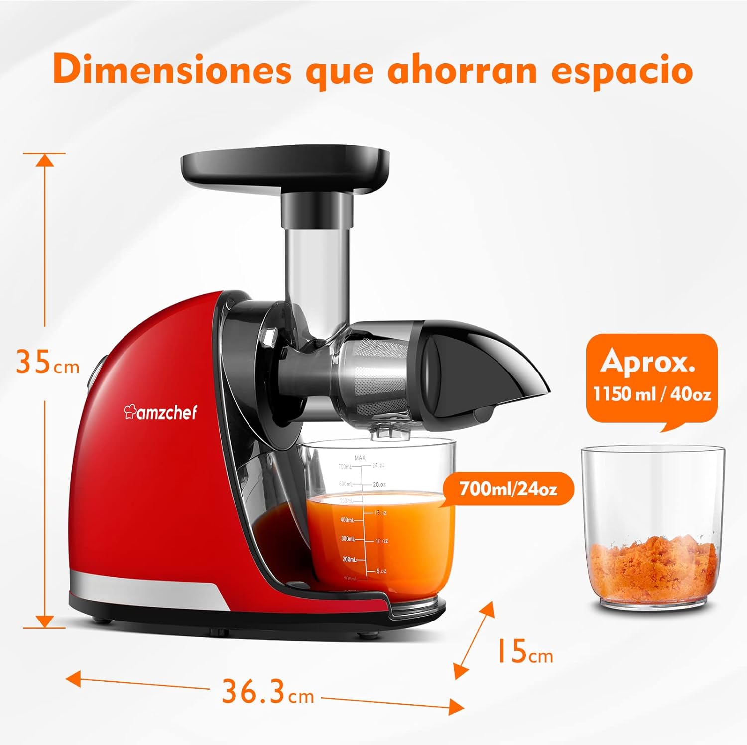 Thumbnail 8 de AMZCHEF Licuadora prensado en frío 🥤 Extractor de zumos y verduras