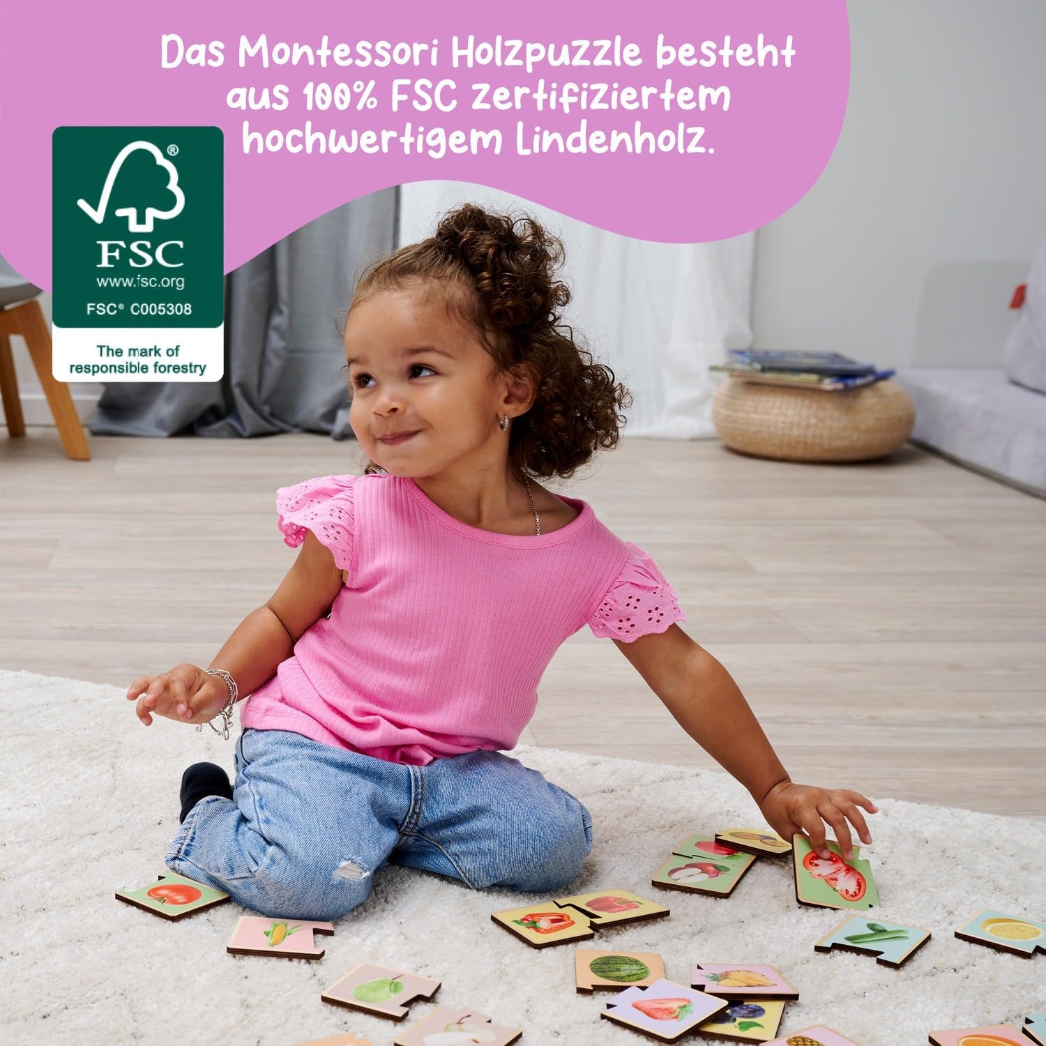 Detalle 1 de Eichhorn Montessori Puzzle Obst & Gemüse 34 Teile