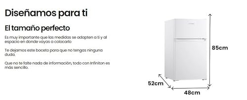 Detalle de INFINITON FG-85D8WEH Frigorífico 2 Puertas 85 cm, 85 L, Blanco, Tirador Integrado
