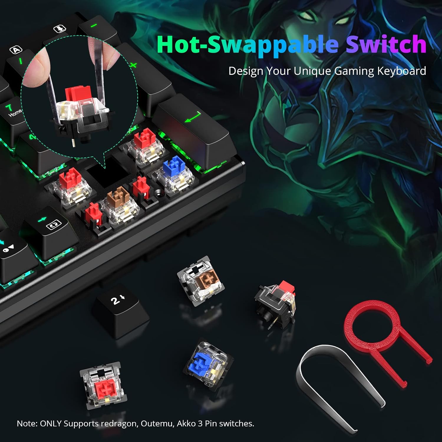 Detalle de Redragon K565 Mechanical Gaming Keyboard with Red Switches