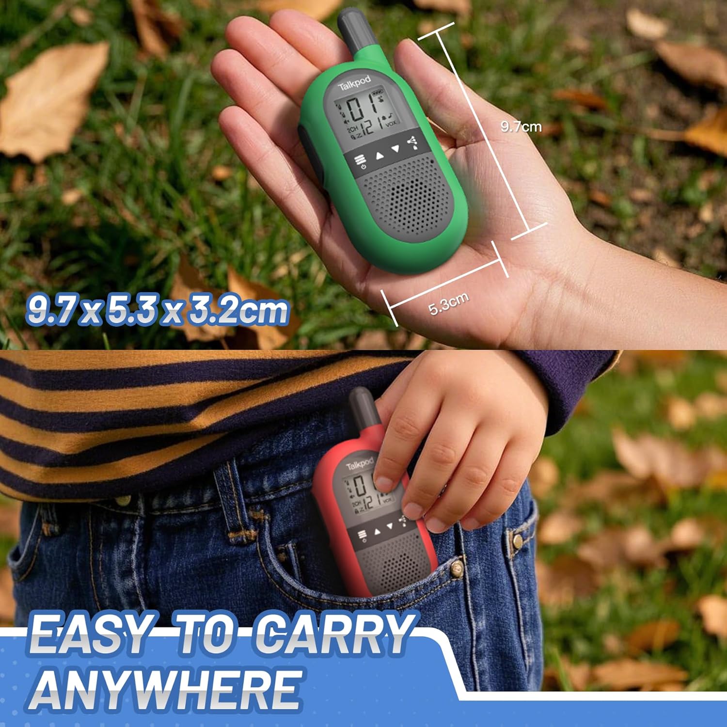 Thumbnail 6 de Talkpod Walkie Talkies for Adults and Kids – 4 Pack (Red, Blue, Yellow, Green) with Built‑In 1000mAh Li‑ion Batteries