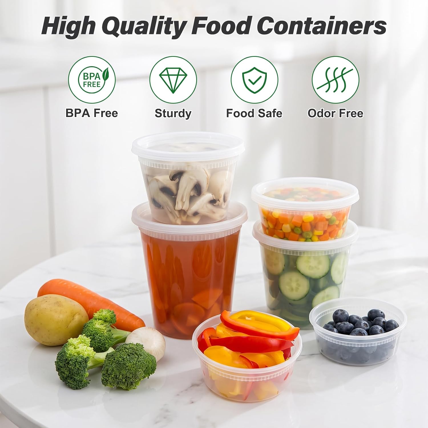 Detalle de Dealusy 32 oz Deli Containers 50-Pack 🥣
