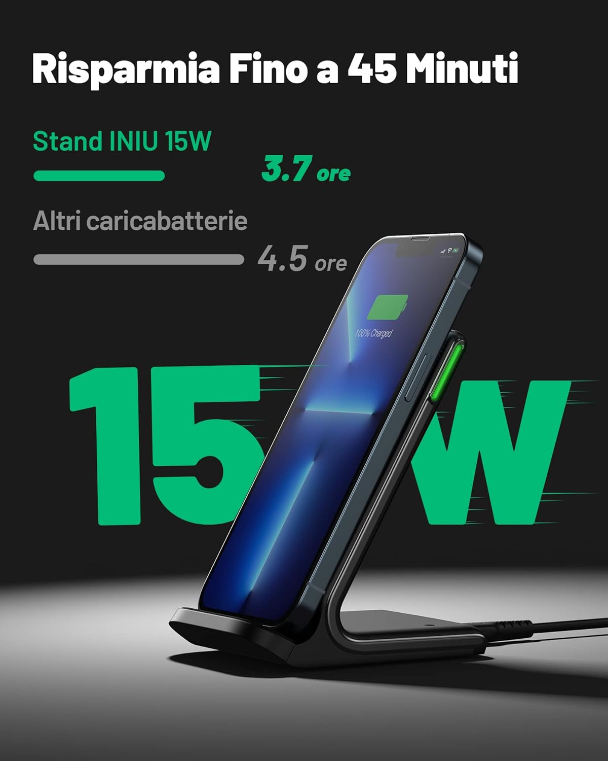 Thumbnail 1 de INIU Caricatore wireless 15W Qi certificato, doppio pad