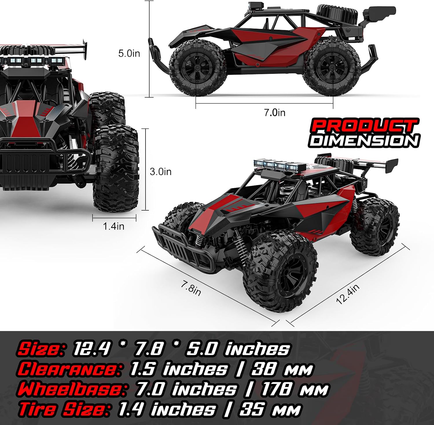 Thumbnail 4 de BLUEJAY 1809 RC Monster Truck, 1:12 Scale, 33 km/h, 2.4 GHz