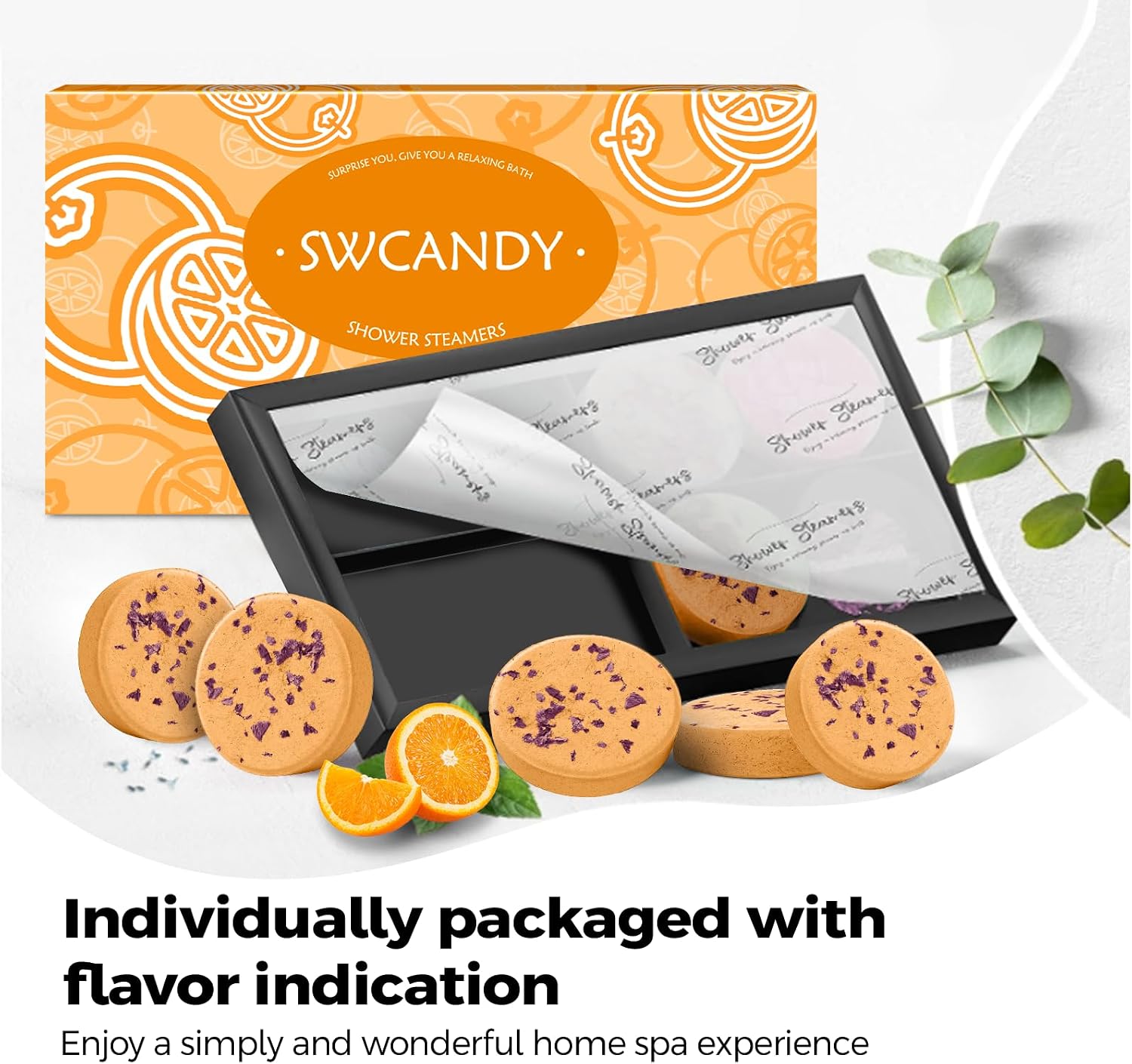 Thumbnail 6 de SWCANDY Shower Steamers Aromatherapy Gift Set — 8 Orange Shower Bombs with Natural Essential Oils